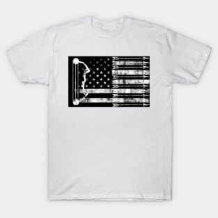 American Flag Deer Hunting Compound Bow and Arrows T-Shirt